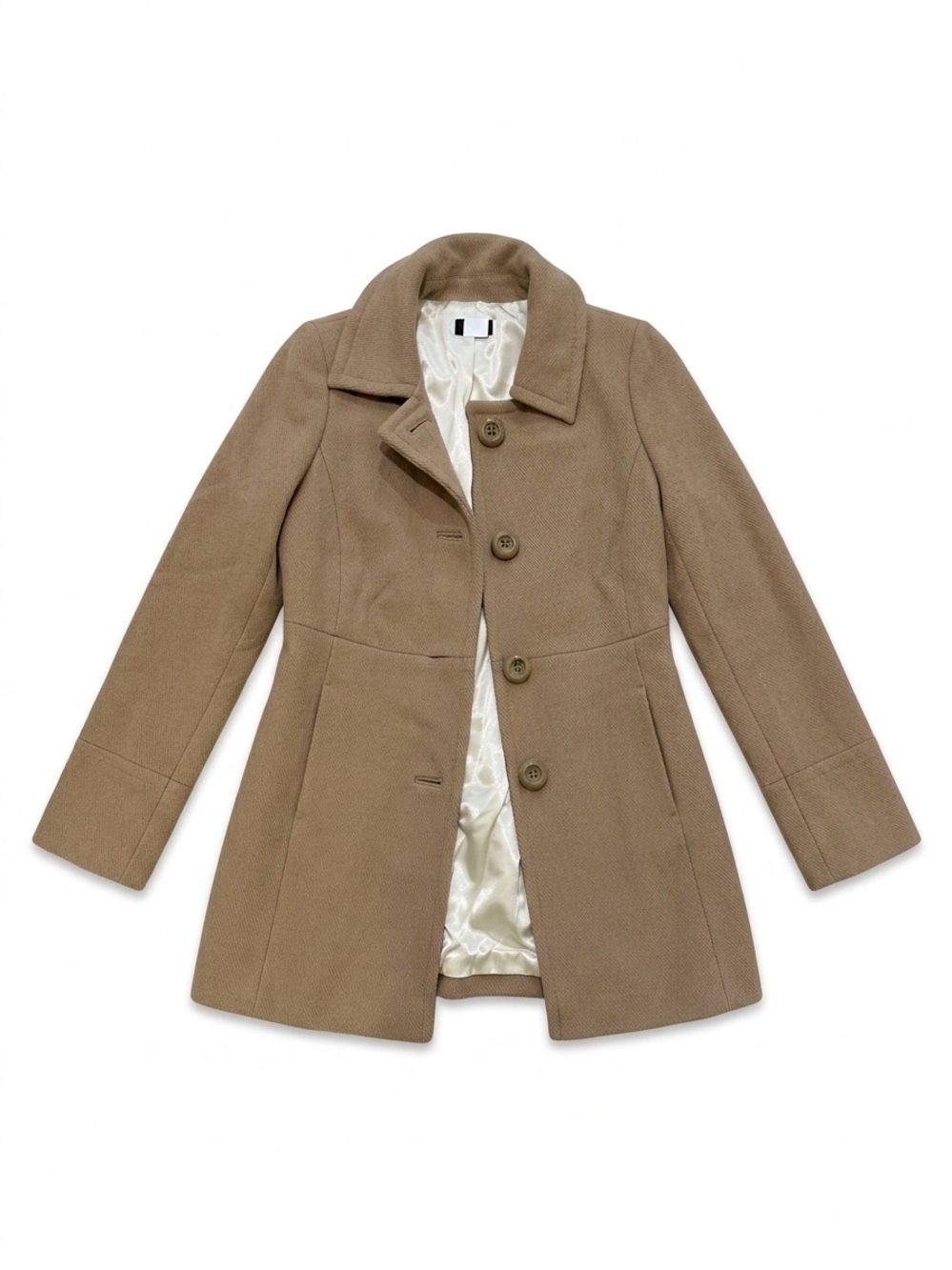 J. Crew Tan Wool Blend Pea Coat with Button Front